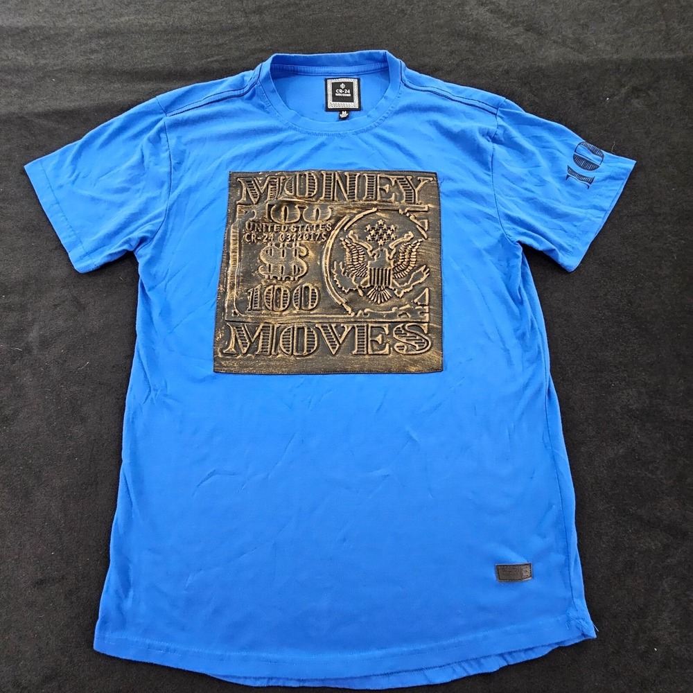 CR-24 Money Moves Blue Short Sleeve Cotton Blend T-Shirt Men's M